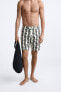 Long abstract print swimming trunks