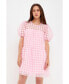 ფოტო #2 პროდუქტის Women's Gridded Puff Sleeve Dress