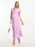 ASOS DESIGN Maternity flutter sleeve cowl neck midi dress in lilac