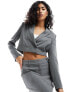 Pretty Lavish cropped tailored blazer co-ord in grey melange