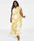 Фото #1 товара Plus Size Printed Flutter-Sleeve Tiered Maxi Dress