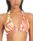Фото #1 товара Women's Neon Swirl Tie-Front Ruffled Halter Swim Top