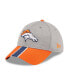 Фото #1 товара Men's Heather Gray, Orange Denver Broncos Striped 39THIRTY Flex Hat