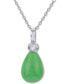 Фото #1 товара Macy's jade & White Topaz (1/20 ct. t.w.) 18" Pendant Necklace in Sterling Silver