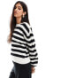 Фото #1 товара YAS striped jumper with button shoulder detail in mono - BLACK