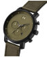 Men's Chronograph Green Leather Strap Watch 45mm