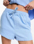 Фото #3 товара Waven ane elastic waist denim shorts in tranquil blue