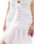 Фото #3 товара Heiress Beverly Hills exclusive premium corsage extreme plunge ruffle detail drape mini dress in white