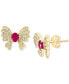 ფოტო #1 პროდუქტის EFFY® Ruby (1/2 ct. t.w.) & Diamond (1/4 ct. t.w.) Butterfly Stud Earrings in 14k Gold