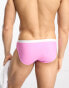 Фото #2 товара ASOS DESIGN swim briefs with contrast waistband in pink