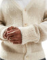 Фото #3 товара Hollister boxy crop fit fuzzy check knit cardigan in beige/cream