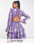 Фото #1 товара ASOS DESIGN Petite tiered ruffle floral jaquard mini dress with ruffle detail skirt in purple