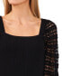 Фото #3 товара Women's Square Neck Sheer Crochet Sleeve Sweater
