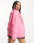 Daisy Street Plus linen relaxed oversized blazer in pink