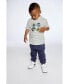 ფოტო #3 პროდუქტის Boy Hooded T-Shirt White And Grey Stripe - Toddler|Child