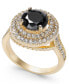 ფოტო #1 პროდუქტის Pavé Stone Halo Ring in Fine Silver Plate, Created for Macy's