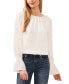 Фото #1 товара Women's Crewneck Long Sleeve Smocked Ruffle Cuff Blouse