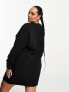 Фото #7 товара ASOS DESIGN Curve super soft slouchy v neck jumper mini dress in black