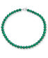 Фото #1 товара Bling Jewelry plain Simple Western Jewelry Dark Forrest Green Imitation Malachite Round 10MM Bead Strand Necklace For Women Silver Plated Clasp 18 Inch