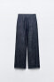 WIDE-LEG LINEN-BLEND DENIM-EFFECT TROUSERS