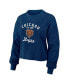 Women's Navy Distressed Chicago Bears Waffle Knit Long Sleeve T-shirt and Shorts Lounge Set