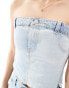 Фото #3 товара Pull&Bear contrast denim waistband detail corset in washed blue