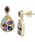 Фото #1 товара EFFY® Multi-Gemstone (4-1/3 ct. t.w.) & Diamond (3/8 ct. t.w.) Pear Halo Drop Earrings in 14k Gold