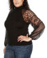 Фото #3 товара Plus Size Embellished Mixed Media Sweater