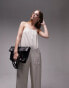 Topshop linen jumpsuit with pockets in oatmeal Oat, 42 - фото #4