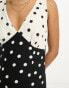 ASOS DESIGN Tall linen v neck maxi slip sundress in mix and match mono spot