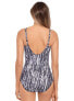 Фото #3 товара Miraclesuit Womens Chevron Python Siren One-Piece Swimsuit, Silver, Size 14