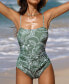 Women's Floral Print Shirred Cutout One Piece Swimsuit
