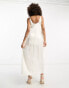 Фото #3 товара ASOS DESIGN satin strappy smock midi dress with tier hem and button front in ivory