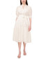 ფოტო #1 პროდუქტის Women's Cotton Eyelet Short Puff Sleeve Midi Dress