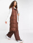 New Look longline padded gilet in dark brown