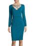 Black Halo 156418 Women's Jade Sheath Dress Long Sleeve V-Neck Masca Sz. 6