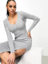 Fashionkilla fine knit cardigan co-ord in grey 44 - фото #1