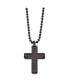 Black Red Carbon Fiber Inlay Cross Pendant Ball Chain Necklace