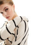 New Look long sleeve knitted top in cream and black stripe