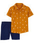 Фото #2 товара Toddler 2-Piece Pineapple-Print Shirt & Canvas Shorts Set 2T