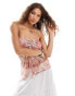 Reclaimed Vintage mesh bandeau asymmetric top in paisley print