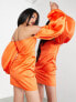 ASOS EDITION extreme blouson sleeve mini dress in satin in orange
