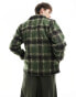 Santa Cruz hideout brushed check jacket in green and black