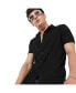 Фото #3 товара Men's Jet Black Self-Design Pom-Pom Shirt