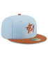 Men's Light Blue/Brown Miami Marlins Spring Color Basic Two-Tone 59FIFTY Fitted Hat Light Blue, Brown, 7 3/8 - фото #2