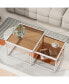 Фото #1 товара Adjustable 2-Tier Coffee Table Set with Glass Top & Metal Frame