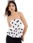 Фото #2 товара Stradivarius bandeau top with balloon hem detail in polkadot