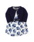 ფოტო #1 პროდუქტის Baby Girls Baby Organic Cotton Dress and Cardigan 2pc Set, Navy Floral