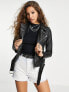 Barney's Originals Emma real leather jacket with belt in black