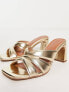 ASOS DESIGN Wide Fit Hatley mid heeled mules in gold